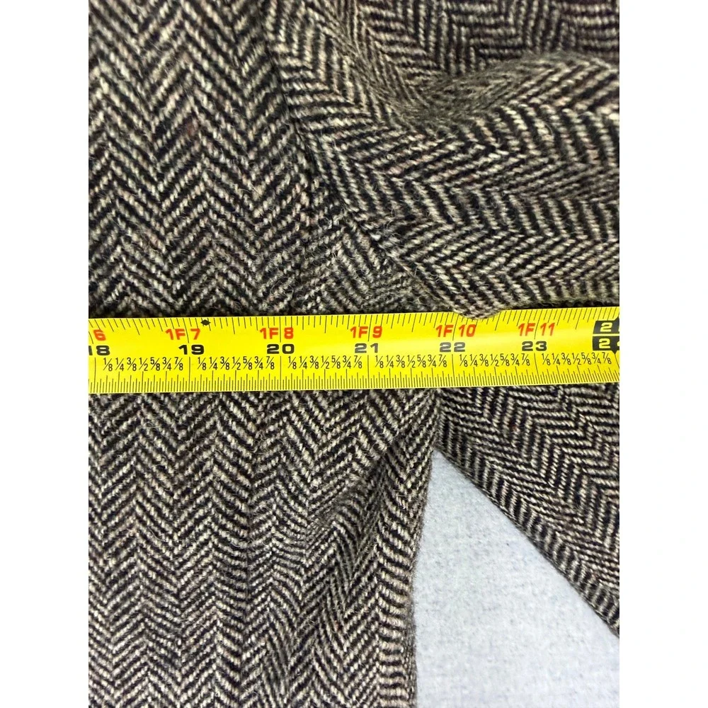 Vintage Bespoke Harris Tweed Herringbone Wool Blazer Sport Coat Brown 42R